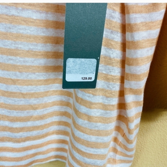100% Linen Nordstrom Signature Stripe Linen Tee Top Light - Picture 3 of 7